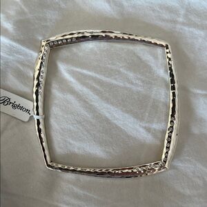 NEW Brighton Silver Textured Bangle with Blue Heart Pouch